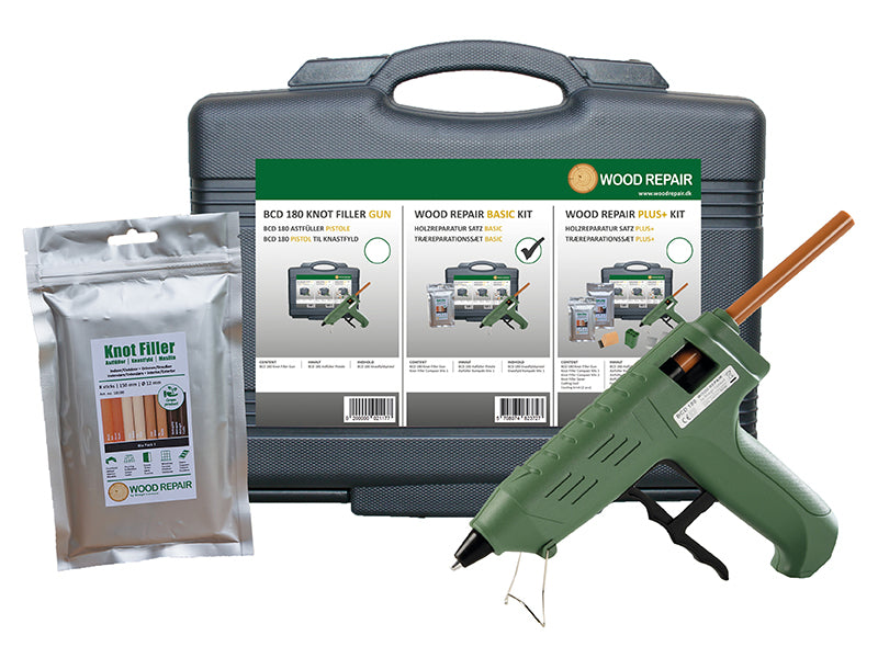 WoodRepair Holzreparatur Satz BASIC mit Astfüller-Pistole & Kompaktbeutel Mix 1