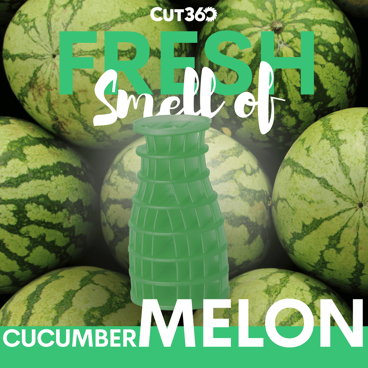 Cut360 Eco Air 2.0 Raumduft Cucumber Melon mit schwarzer Halterung für große Räume, 30 Tage Frischewirkung, Lufterfrischer im formschönen Design, geräuschlos ohne sprayen