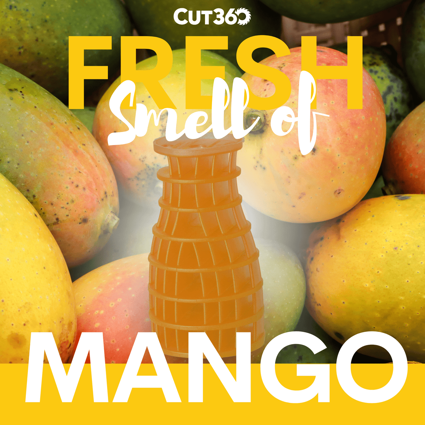 Cut360 Eco Air 2.0 Raumduft Mango mit weißer Halterung für große Räume, 30 Tage Frischewirkung, Lufterfrischer im formschönen Design, geräuschlos ohne sprayen