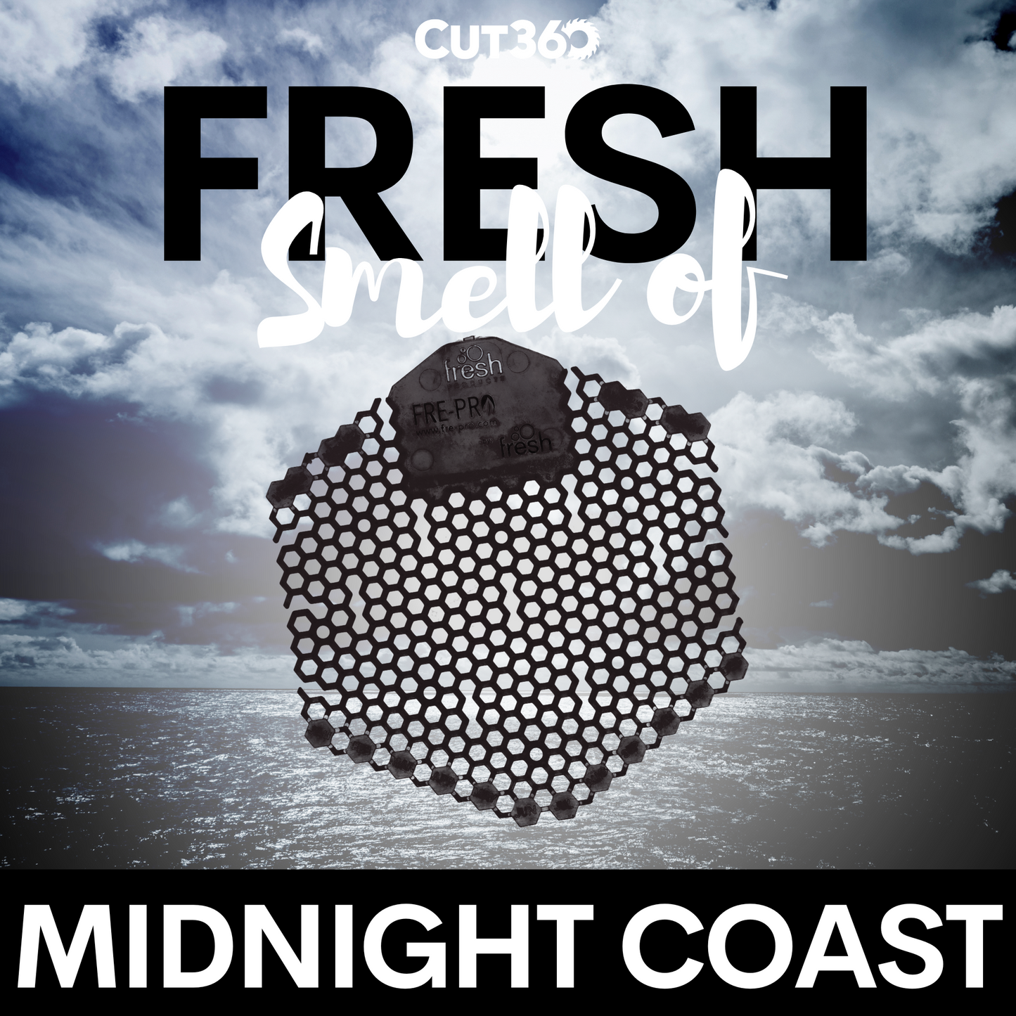 Cut360 Fresh Wave 3D der WC Duft für Pissoir, 10 Stk, nachhaltiger und langanhaltender Toiletten-Duft Midnight Coast mit verbessertem Spritzschutz, stillvoller Urinaleinsatz