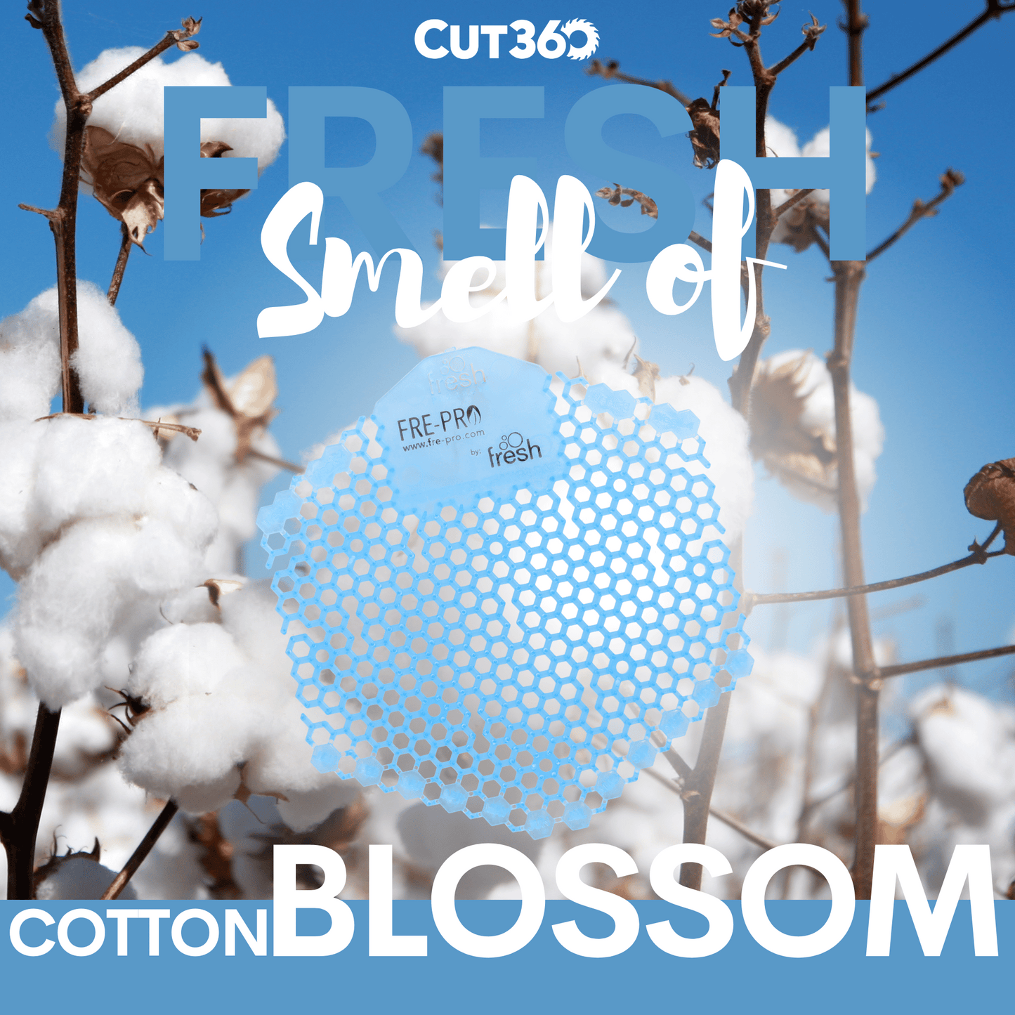 Cut360 Fresh Wave 3D der WC Duft für Pissoir, 10 Stk, nachhaltiger und langanhaltender Toiletten-Duft Cotton Blossom mit verbessertem Spritzschutz, stillvoller Urinaleinsatz