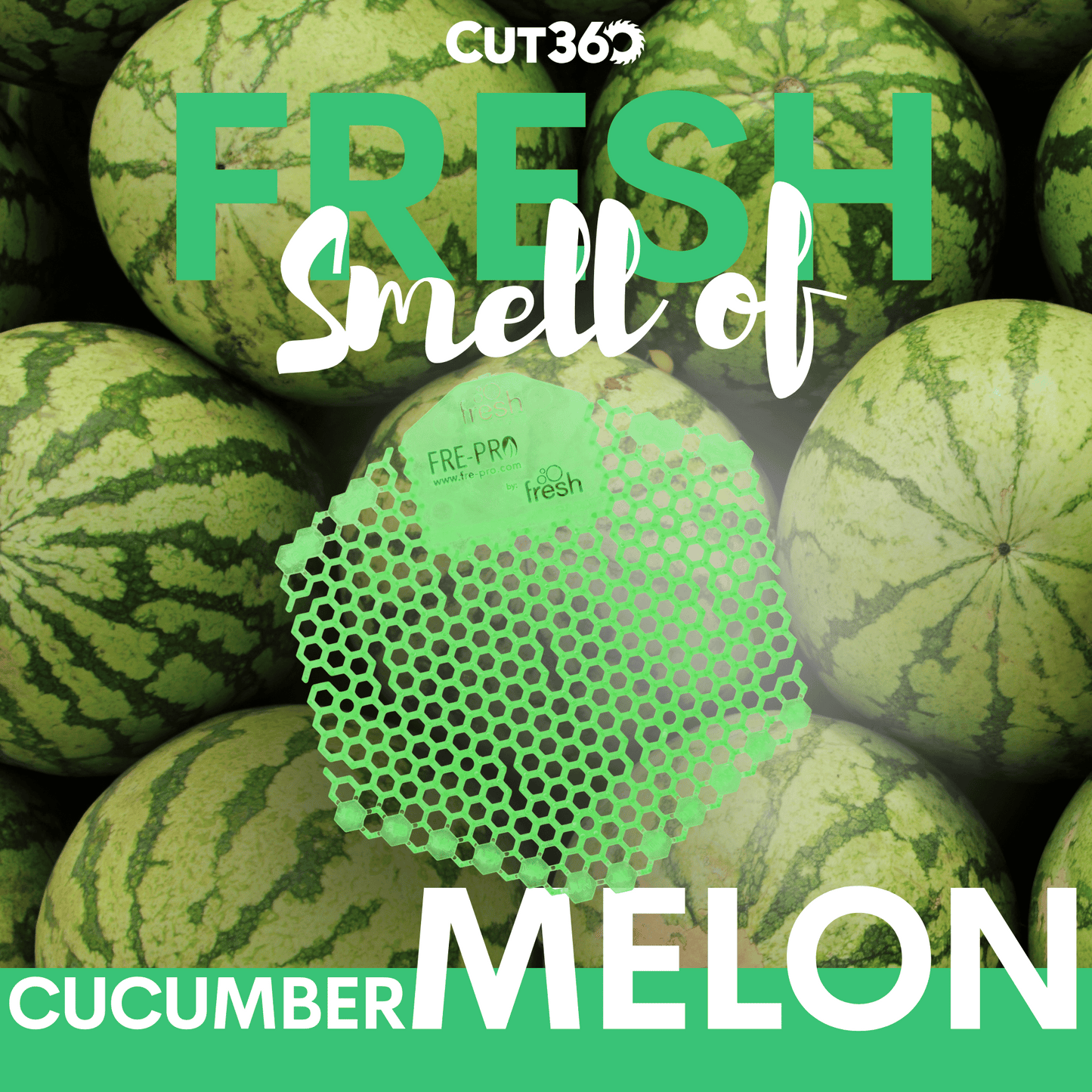 Cut360 Fresh Wave 3D der WC Duft für Pissoir, 2 Stk, nachhaltiger und langanhaltender Toiletten-Duft Cucumber Melon mit verbessertem Spritzschutz, stillvoller Urinaleinsatz