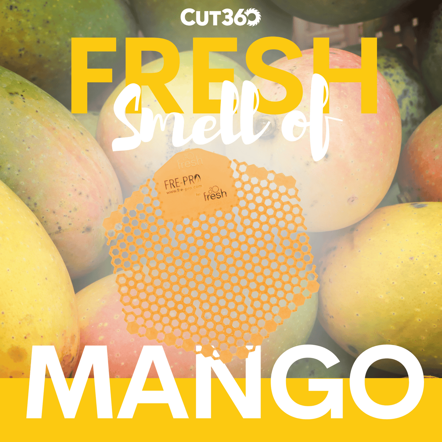 Cut360 Fresh Wave 3D der WC Duft für Pissoir, 10 Stk, nachhaltiger und langanhaltender Toiletten-Duft Mango mit verbessertem Spritzschutz, stillvoller Urinaleinsatz