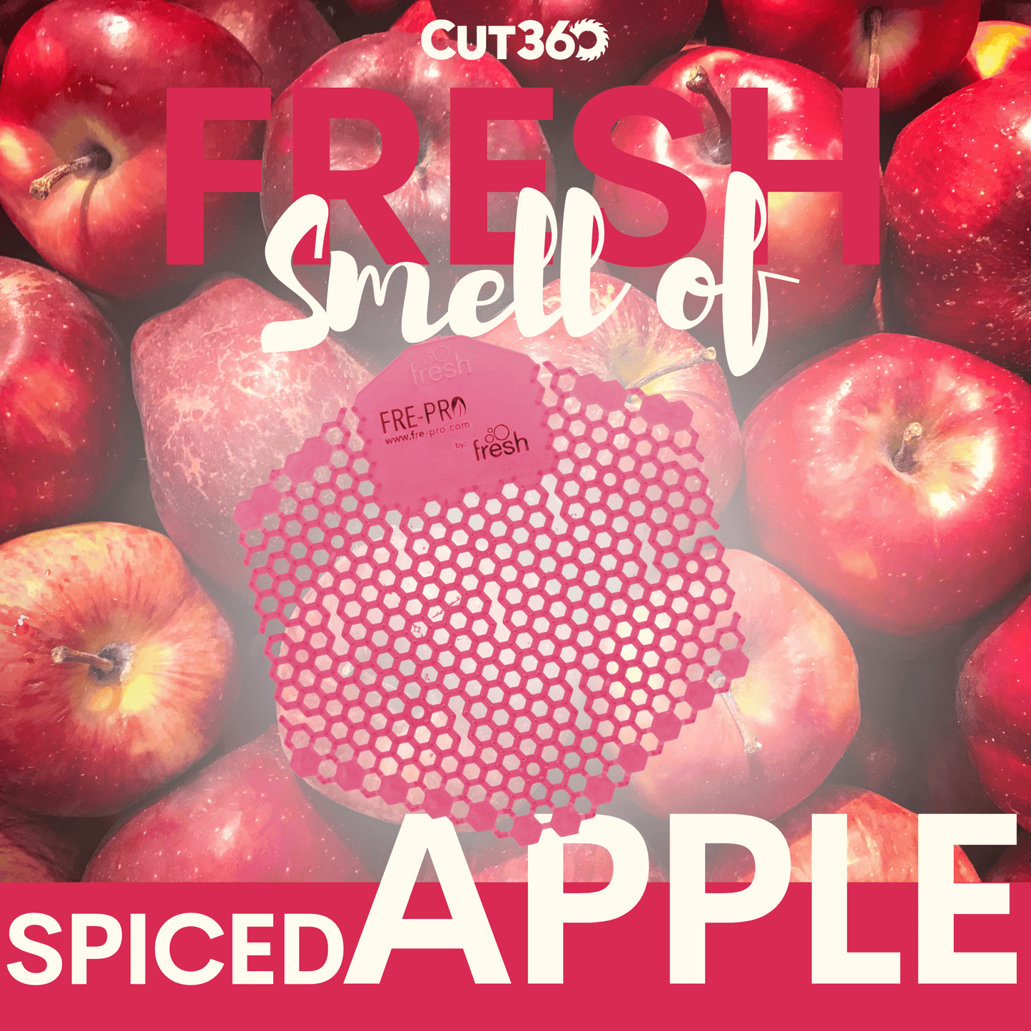 Cut360 Fresh Wave 3D der WC Duft für Pissoir, 10 Stk, nachhaltiger und langanhaltender Toiletten-Duft Spiced Apple mit verbessertem Spritzschutz, stillvoller Urinaleinsatz