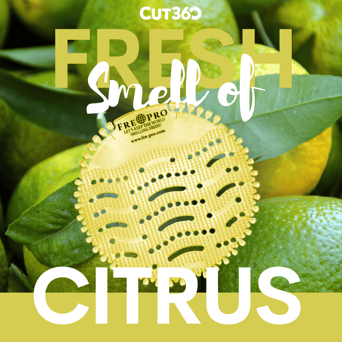 Cut360 Fresh Wave 2.0 der WC Duft für Pissoir, 10 Stk, nachhaltiger und langanhaltender Toiletten-Duft Citrus mit reinigender Wirkung und Hygienefunktion, stillvoller Urinaleinsatz