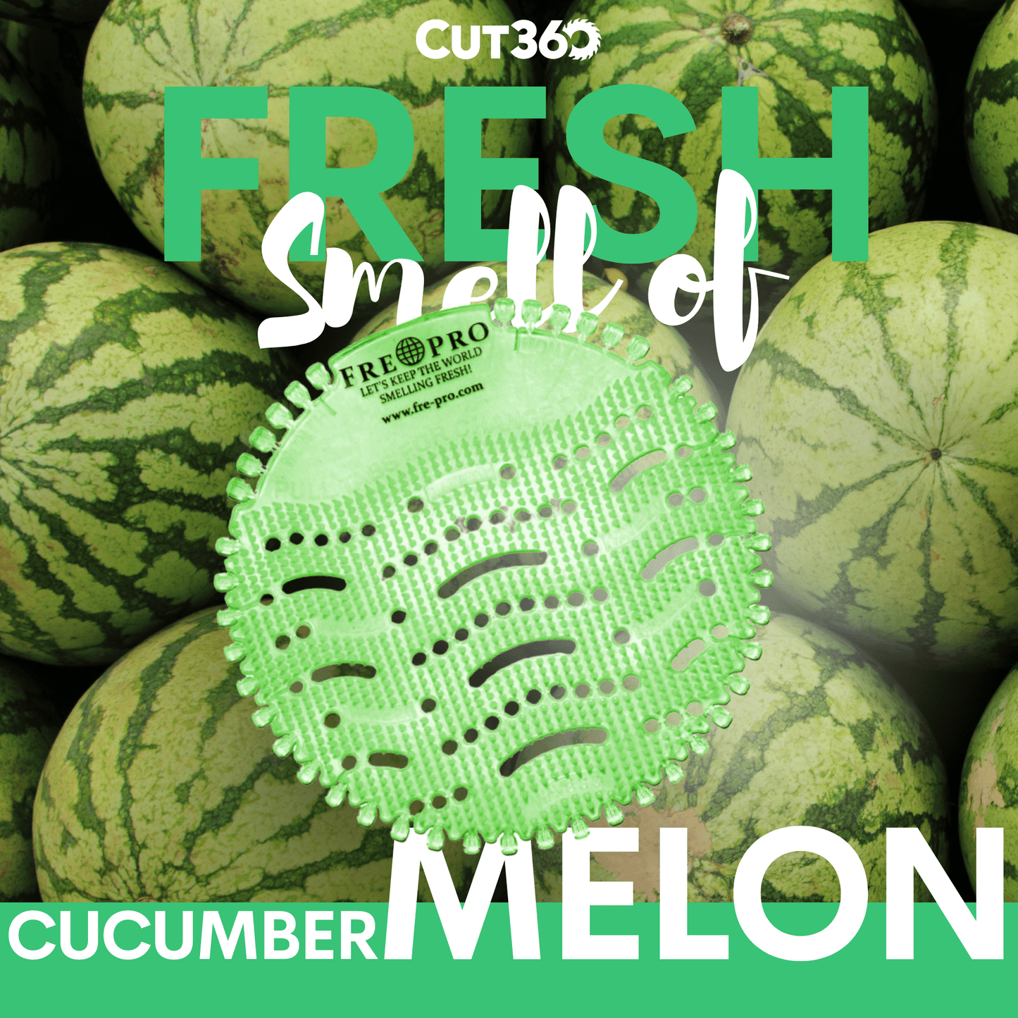 Cut360 Fresh Wave 2.0 der WC Duft für Pissoir, 2 Stk, nachhaltiger und langanhaltender Toiletten-Duft Gurke-Melone mit reinigender Wirkung und Hygienefunktion, stillvoller Urinaleinsatz