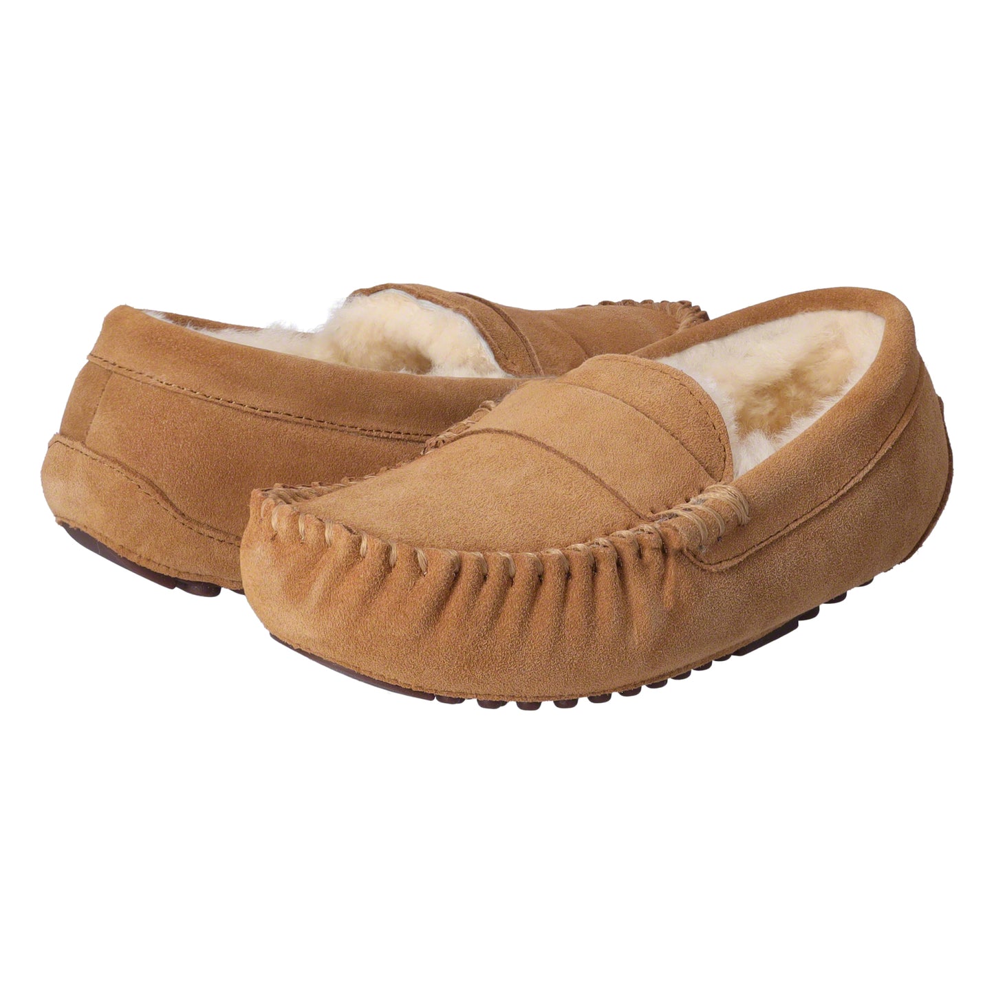 Heitmann Lammfell-Mokassin, Hüttenpatschen, Pantoffeln, Hausschuhe, camel/beige Gr. 37