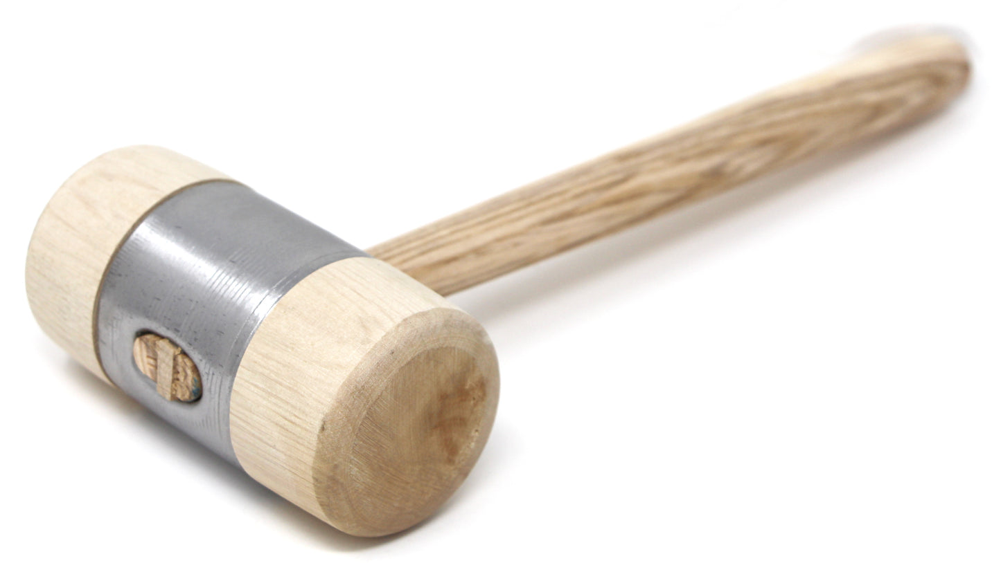 Exzellent gefertigter Holzhammer mit Hammerkopf aus Weißbuche und aufgepresstem Metallmantel 50x160mm/für Spengler, Schlosser-Klempner Dachdecker