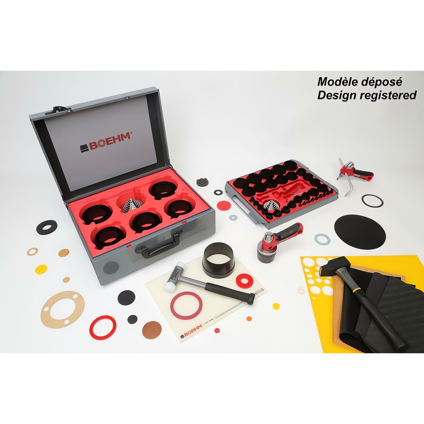 BOEHM JLB2100PACC Locheisensatz Ø 2-100mm inkl. Dichtungsringschneider, Schlagunterlage