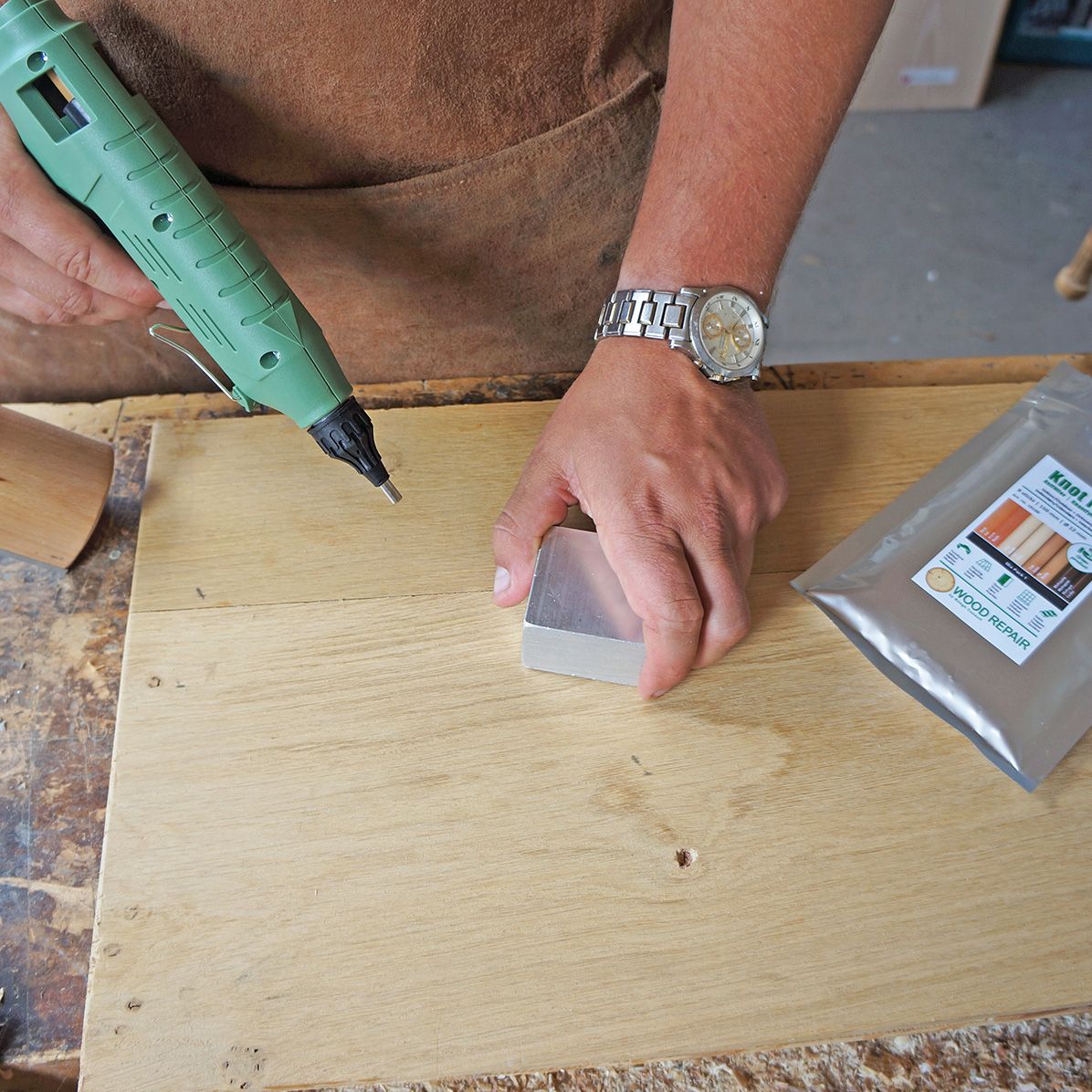 Woodrepair Abkühlblock Aluminium Kühlblock 50x50mm, Perfekt für Abkühlung und Einpressen des flüssigen Astfüllers im Ast