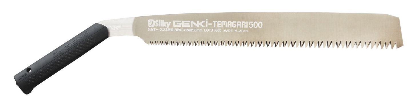 Silky Genki Temagari 500 mm Japansäge – aggressivste & schnellste Silky-Säge mit grober Mirai-Me Verzahnung (3–5 Z/30 mm), ergonomischem Genki-Griff, handgefertigt, inkl. Tasche, für frisches Holz