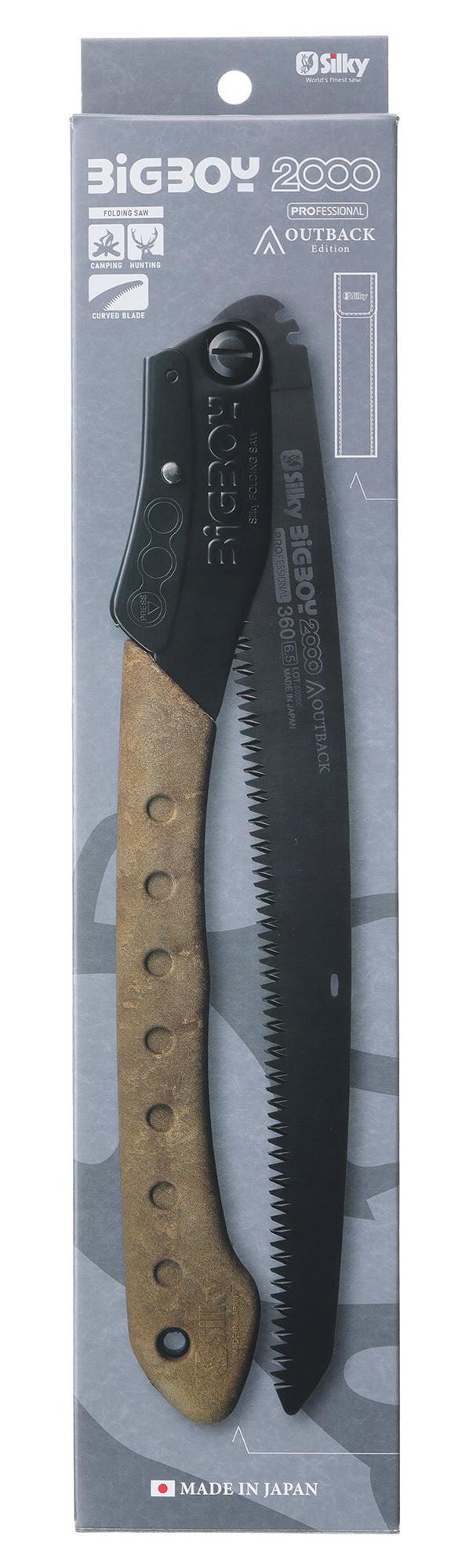 Silky BigBoy 2000 Outback Edition Klappsäge 360 mm 6,5 ZpZ grob gebogene Klinge Premium-Abenteuersäge Bushcraft | Verzahnung: extra grob (6.5 Zähne je 30 mm)