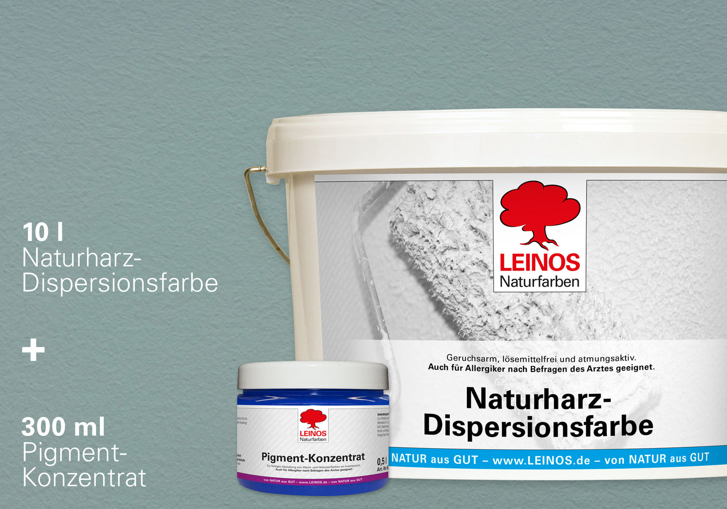 LEINOS Set Wandfarbe - Naturharz-Dispersionsfarbe 660 + Pigment-Konzentrat 668