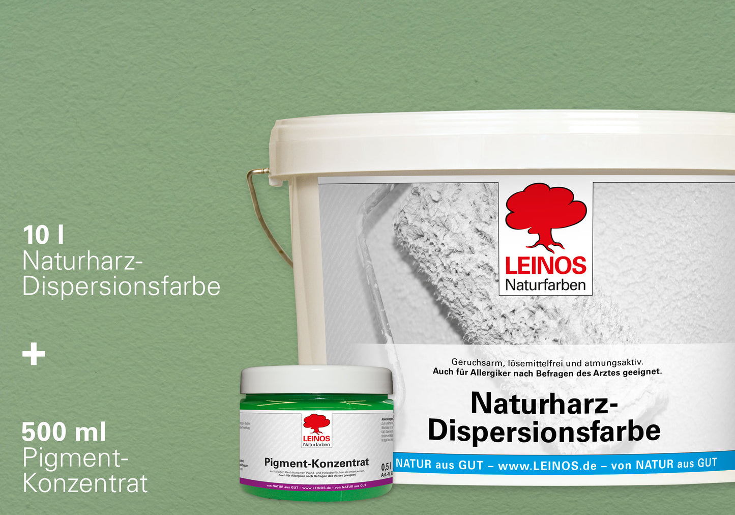 LEINOS Set Wandfarbe - Naturharz-Dispersionsfarbe 660 + Pigment-Konzentrat 668