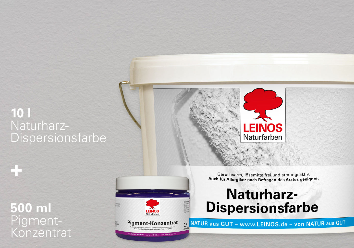 LEINOS Set Wandfarbe - Naturharz-Dispersionsfarbe 660 + Pigment-Konzentrat 668
