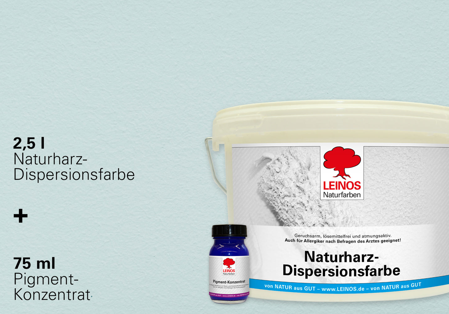 LEINOS Set Wandfarbe - Naturharz-Dispersionsfarbe 660 + Pigment-Konzentrat 668