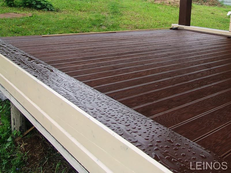 Leinos Terrassenholzöl 10,0 Liter – bräunlich Premium Holzschutzöl für außen, ideal für Lärche, Eiche, Akazie & Teak – Teaköl & Lärchenöl für Terrassen, Zäune, Gartenmöbel, Kinderspielgeräte & mehr