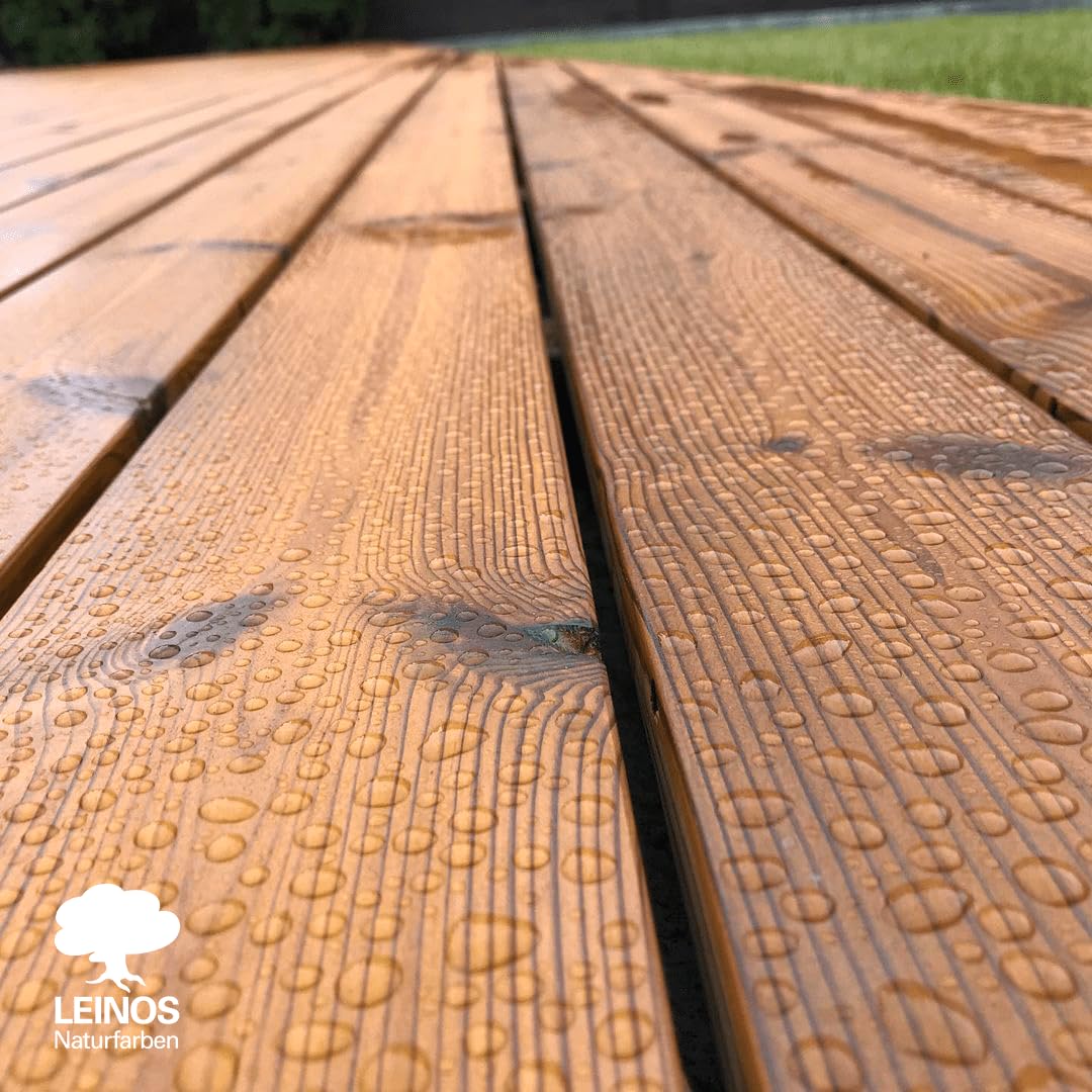 Leinos Terrassenholzöl 0,75l – bräunlich Premium Holzschutzöl für außen, ideal für Lärche, Eiche, Akazie & Teak – Teaköl & Lärchenöl für Terrassen, Zäune, Gartenmöbel, Kinderspielgeräte & mehr