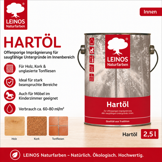 LEINOS Holzöl 2,5 l | Hartöl Pinie für Tische Möbel Arbeitsplatten | Teak Eiche Möbelöl für effektive Versiegelung und langanhaltenden Schutz im Innenbereich