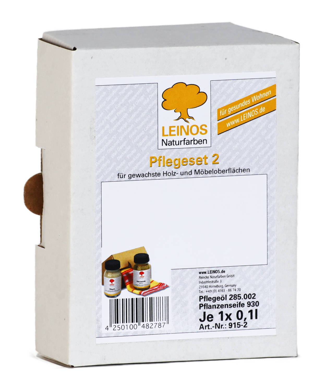 LEINOS Pflege-Set 915-2 für geölte und gewachste Möbeloberflächen je 0,1 Liter | Lösemittelfreie, schnelle Einmalbehandlung oder -reperatur von nicht stark strapazierten Holzoberflächen