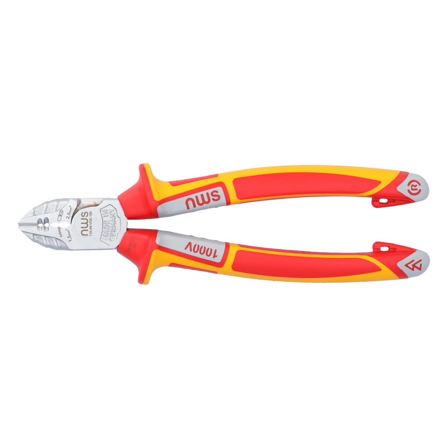 NWS Elektriker-Seitenschneider 1351-49-VDE-190-SB | mit Abisolierfunktion für ein- und mehrdrähtige Leiter mit 1,5 mm² und 2,5 mm² Leiterquerschnitt