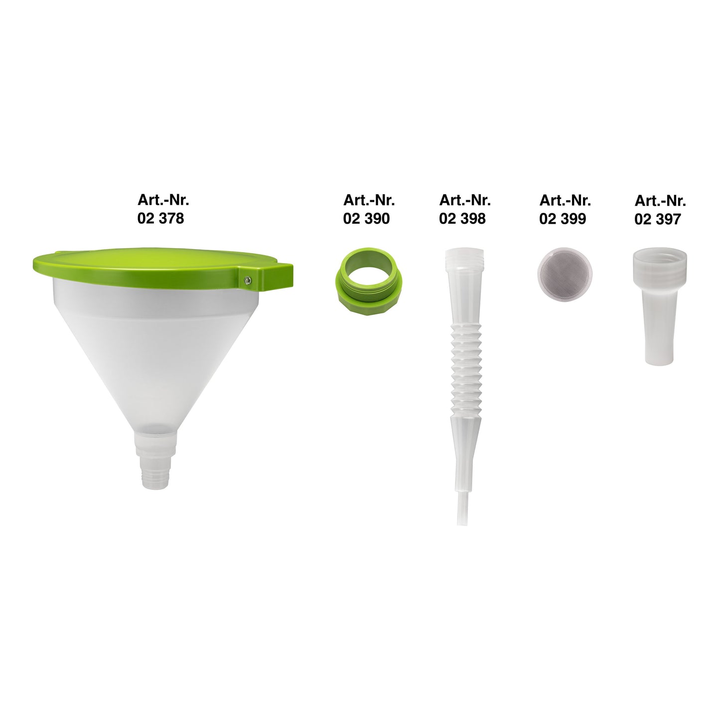 Pressol Trichter 10 l-Deckel markergrün, PP-Ø 424 mm-mit Zubehör | Einsatz Lebensmittelbranche, Industrie, Landwirtschaft und Werkstätten| Erfüllt die Kunststoff-Verordnung EU Nr. 10/2011 und 1935/2004