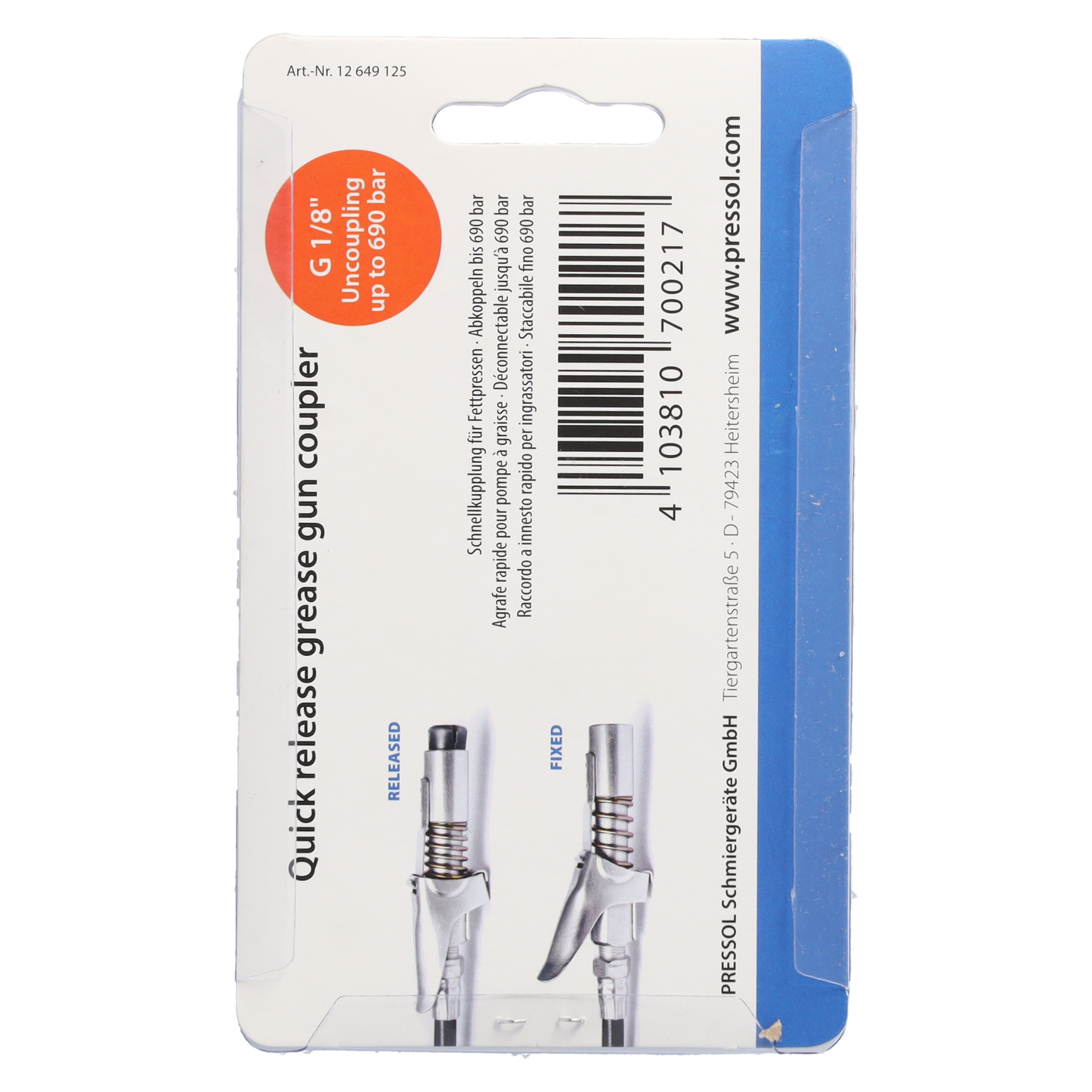 Pressol G-Kupplung Fettpressenmundstück, G 1/8'' | Geeignet für alle gängigen Fettpressen-Typen