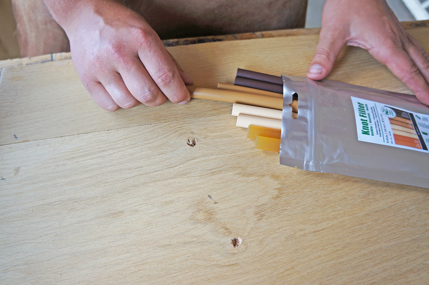 WoodRepair Holzreparatur Astfüller Kompaktbeutel Mix 2 : Buche + Esche + Schwarz + Walnuß