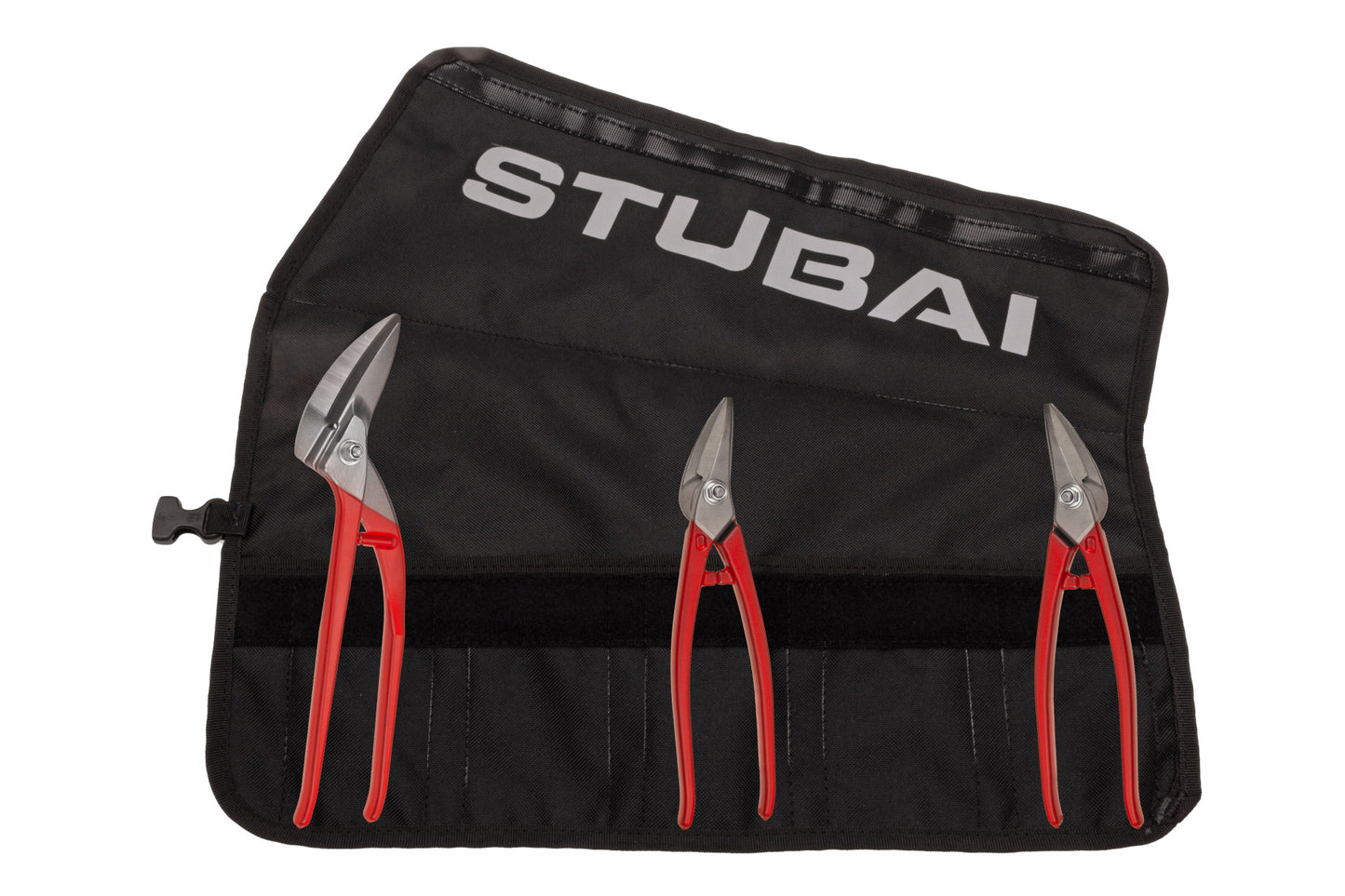 STUBAI Mini-Scheren-Set | Rolltasche, 3-teilig | nicht - isoliert | rechte & linke Blechschere | Mini Durchlaufschere | Profi-Spenglerwerkzeug kompakt & griffbereit