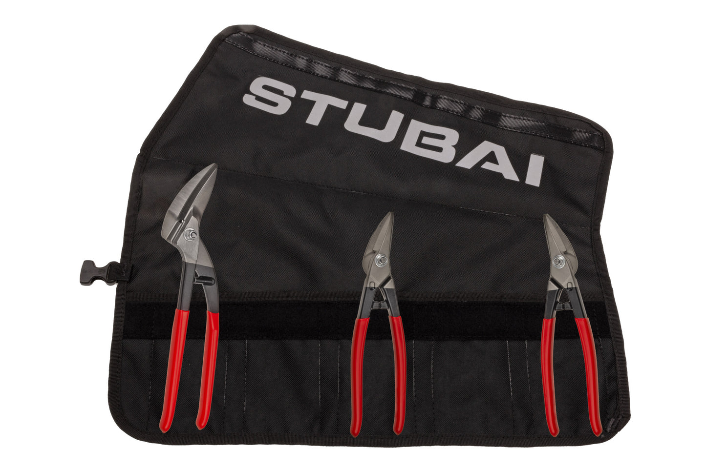 STUBAI Mini-Zangen-Set | 3-teilig in Rolltasche | PVC-isoliert | Mini Durchlaufschere, rechte & linke Blechschere | Kompaktes Profi-Spenglerwerkzeug, griffbereit für präzise Arbeiten & Reparaturen