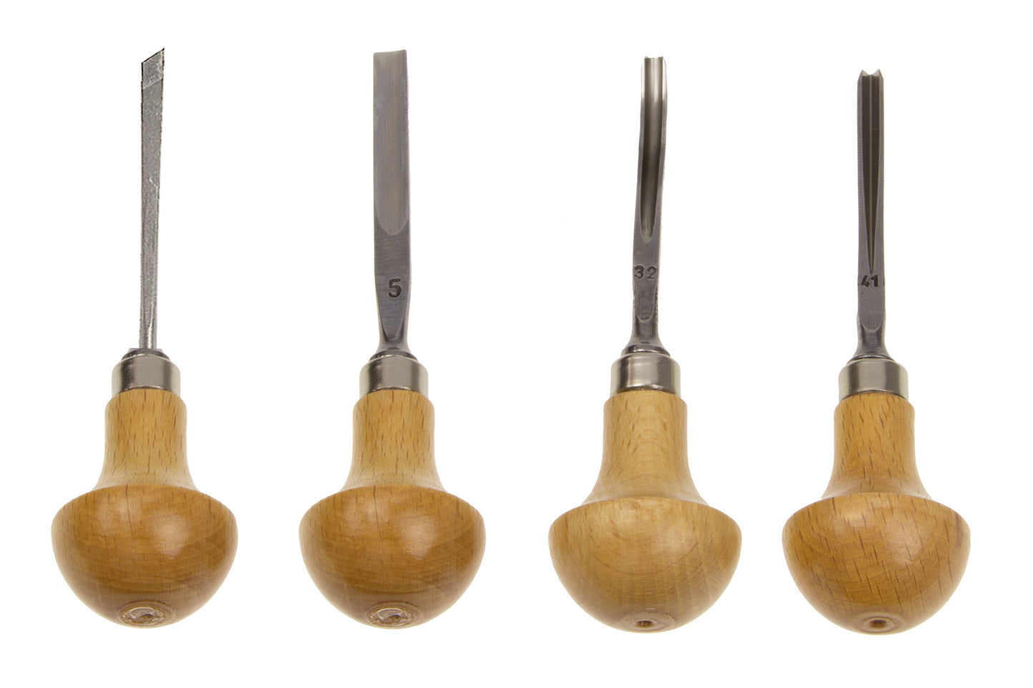 STUBAI S580 Mikro Schnitzeisen-Satz 4-tlg. | Set für feine Holzschnitzerei, Reliefs & kleine Figuren | 4 Mini-Schnitzeisen aus Werkzeugstahl mit Holzheften | Präzisionswerkzeuge in Rolltasche
