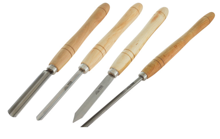 STUBAI Drechselset 4-tlg. – hochwertiges Drechselwerkzeug aus Erle – HSS Abstecher, Schruppröhre, Formröhre, Schüsselröhre – einzeln verpackt für professionelle Drechsler