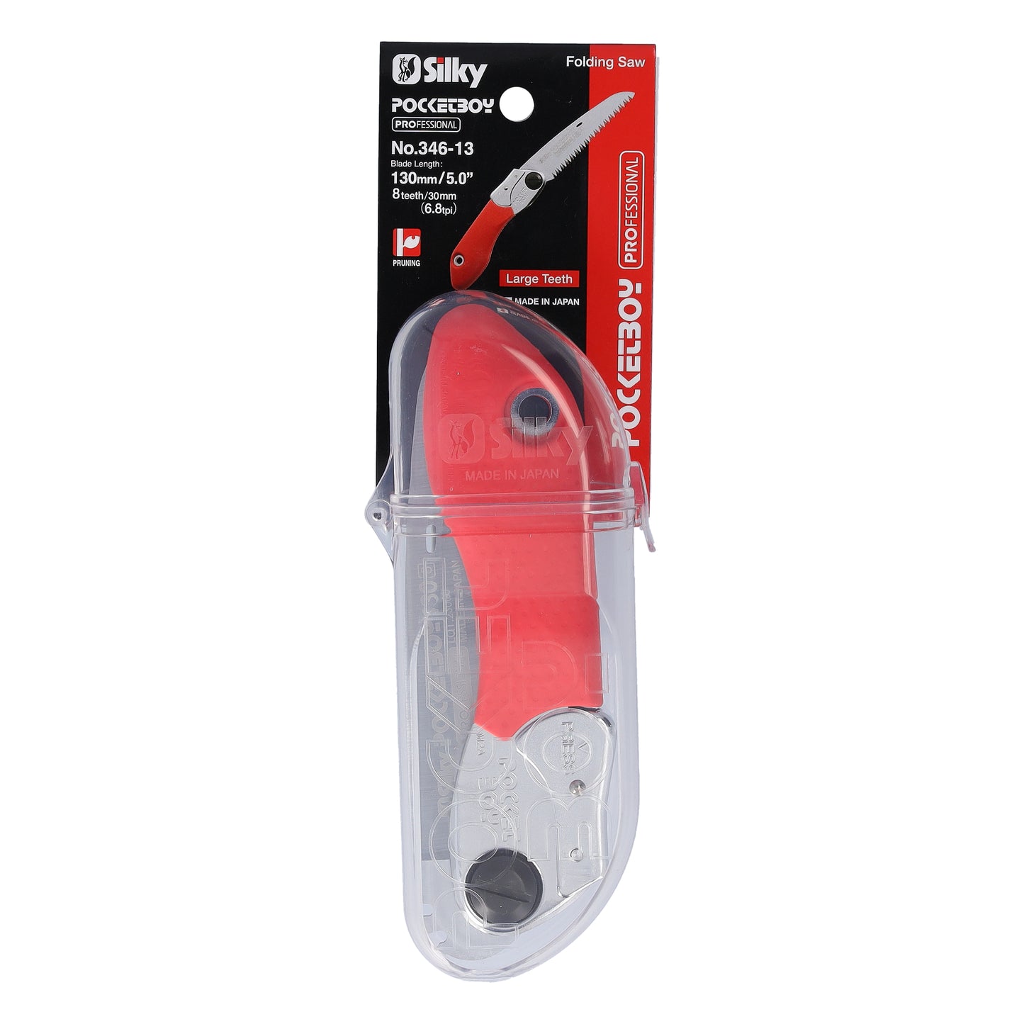 Silky Klappsäge Pocketboy 130mm rot/grob, 8 Zähne pro Zoll | sehr grobe Verzahnung | nasses und trockenes Holz | Pull Cut Technologie