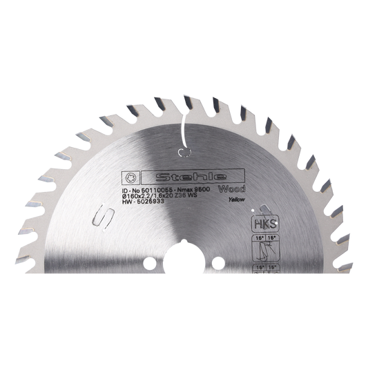 Stehle HW HKS Board Handkreissägeblatt 160x2,2/1,6x20 mm Z36 WS für Längs- und Querschnitte in Holzwerkstoffen, Hartmetall TC10, für Handkreissägen sowie Kapp- und Gehrungssägen