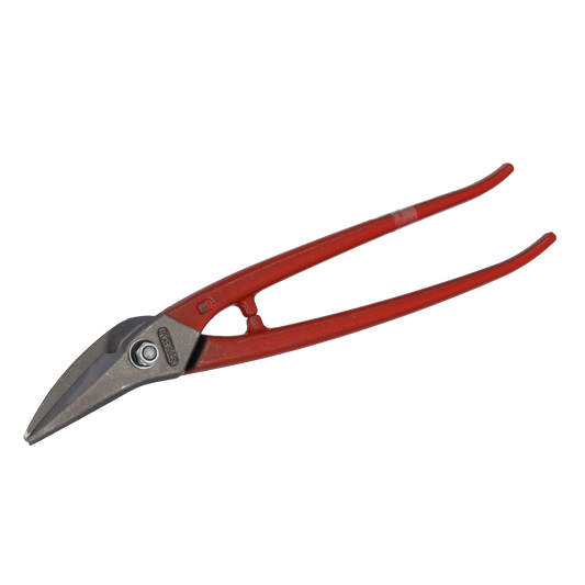 STUBAI KOMBI-BLECHSCHERE 280 mm linksschneidend – Spezialschere für Kurvenschnitte & lange Schnitte, polierter Kopf, Härte 60–62 HRC, Werkzeugstahl, rot kunststoffbeschichtet