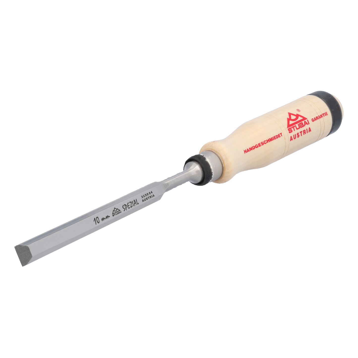 STUBAI Spezial Stechbeitel mit Holzgriff aus Weißbuche, schwedische Form, Ø 10 mm, Stemmeisen zur präzisen Bearbeitung von Holz, Stecheisen für Schreiner Tischler Heimwerker
