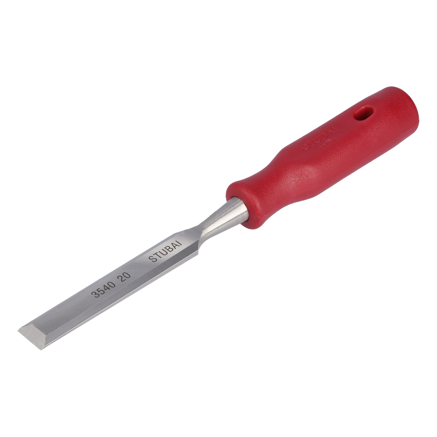 STUBAI 3540 Stemmeisensatz Stechbeitel Set mit rotem Plastikgriff & extra langer Klinge, 4-teilig (12,16,20,24 mm), Stemmeisen zur präzisen Bearbeitung von Holz hochwertiges Werkzeug für Schreiner Tischler Heimwerker