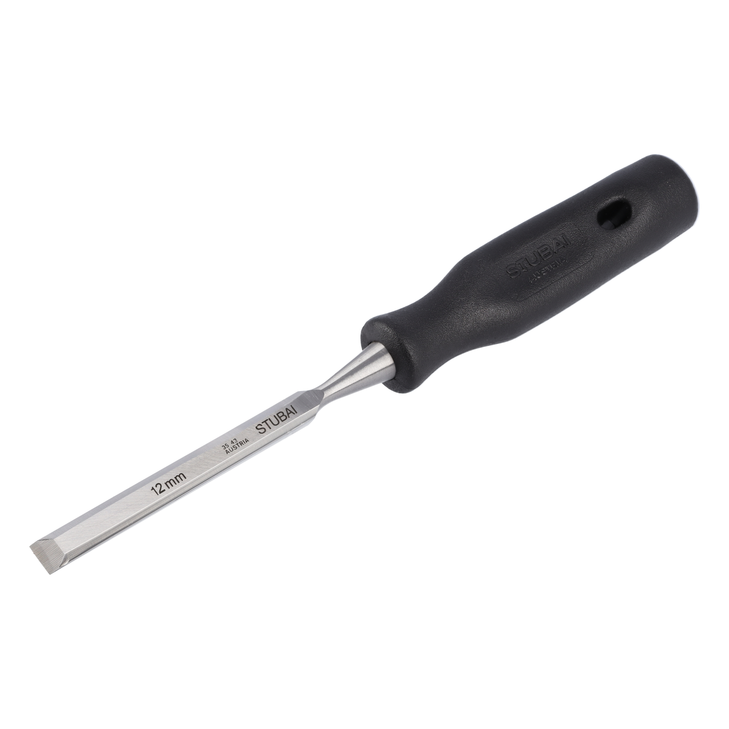 STUBAI 3543 Stemmeisensatz Stechbeitel Set mit schwarzem Plastikgriff & extra langer Klinge, 4-teilig (12,16,20,24 mm), Stemmeisen zur präzisen Bearbeitung von Holz hochwertiges Werkzeug für Schreiner Tischler Heimwerker