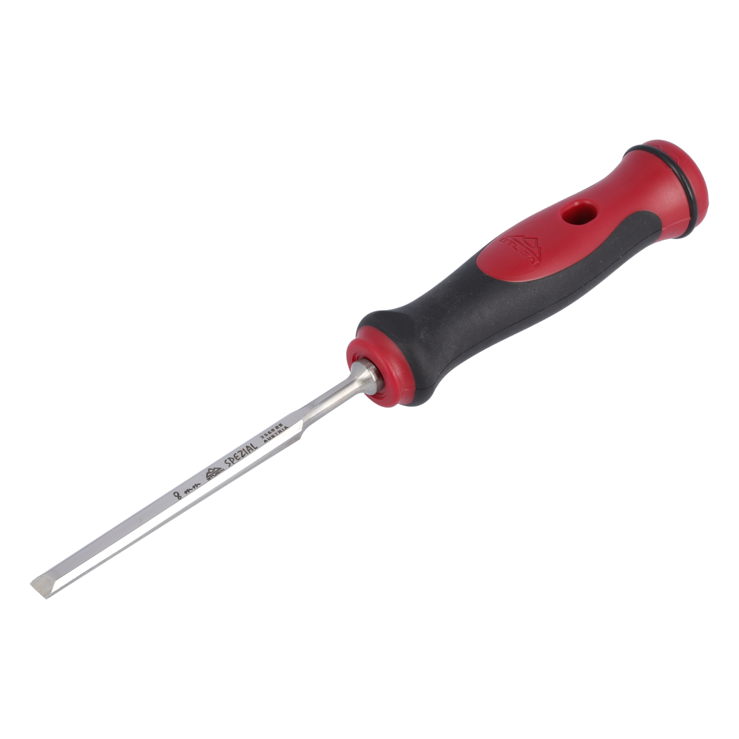 Stemmeisen mit rot-schwarzem 2K-Griff, 8mm, STUBAI Profi Stechbeitel zur präzisen Holzbearbeitung, Stecheisen für Schreiner Tischler