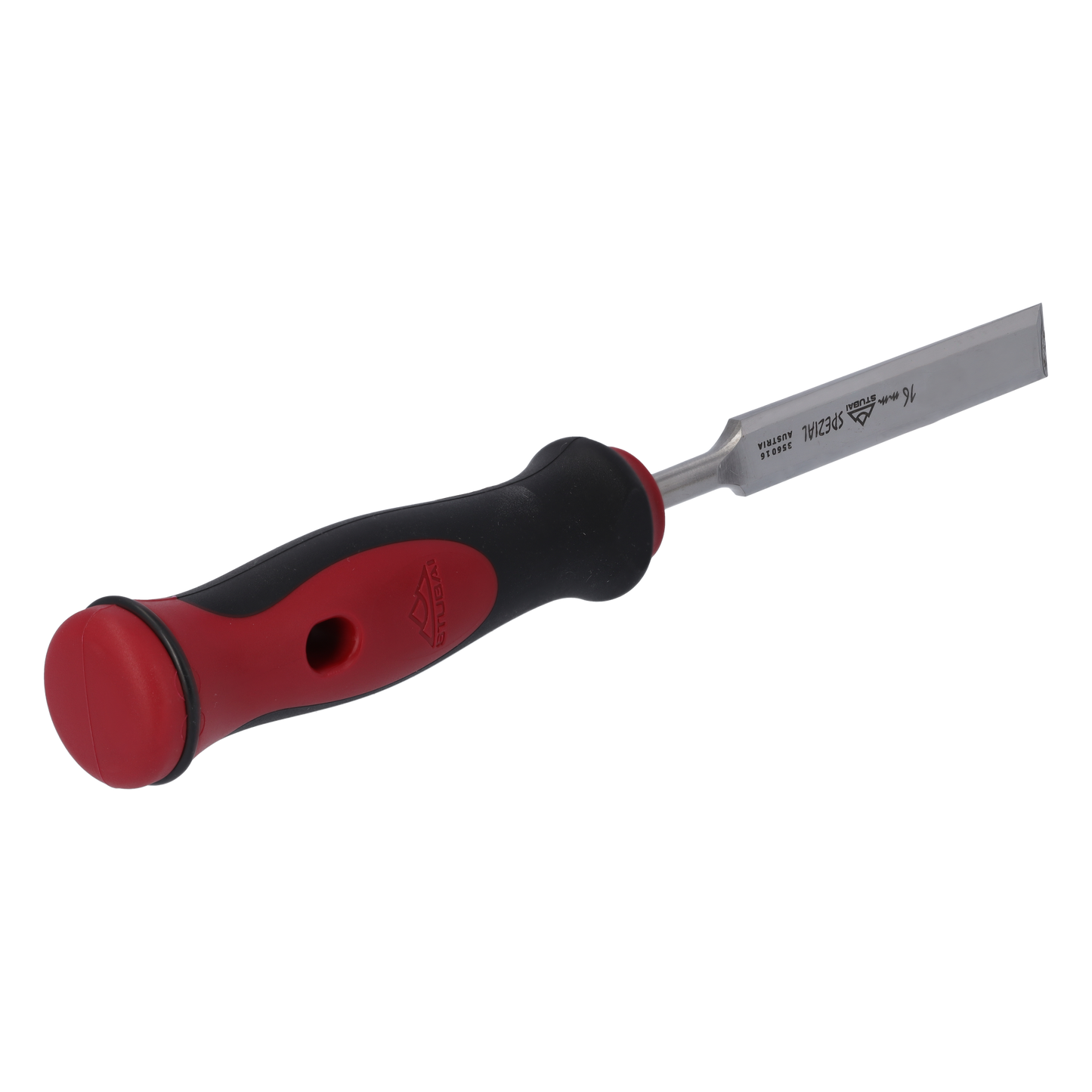 Stemmeisen mit rot-schwarzem 2K-Griff, 16mm, STUBAI Profi Stechbeitel zur präzisen Holzbearbeitung, Stecheisen für Schreiner Tischler