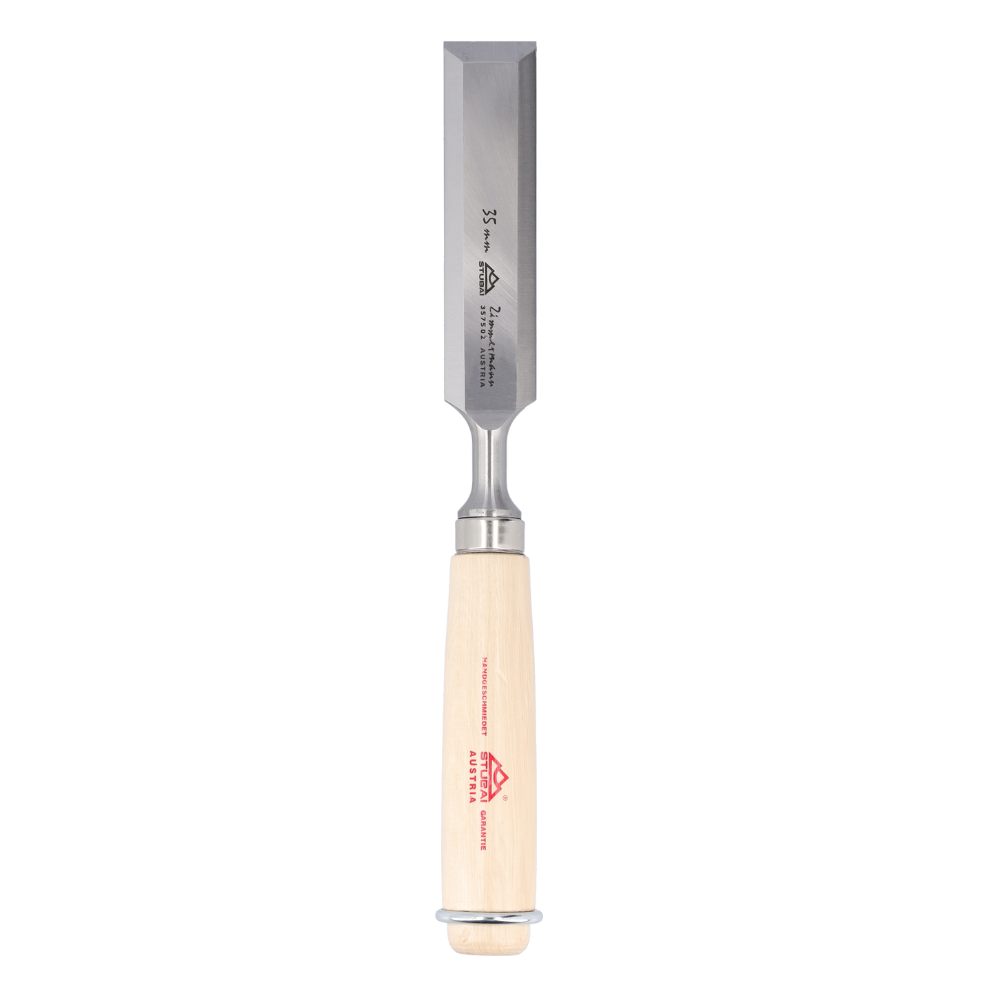 STUBAI Zimmermanns-Stemmeisen Set | 3-teiliges Stechbeitel-Set mit langer Klinge 30/35/40 mm | Ergonomische Weißbuchenholz-Griffe mit Schlagring | Profi Stecheisen für präzise Holzbearbeitung, Schreiner & Tischler
