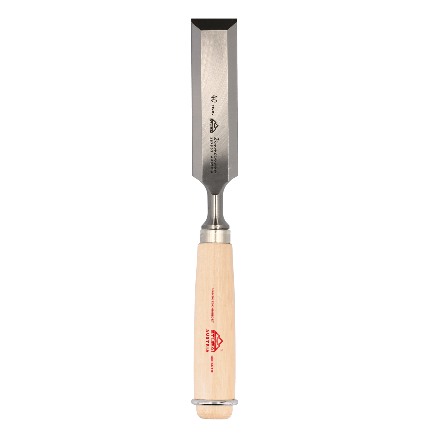STUBAI Zimmermanns-Stemmeisen Set | 3-teiliges Stechbeitel-Set mit langer Klinge 30/35/40 mm | Ergonomische Weißbuchenholz-Griffe mit Schlagring | Profi Stecheisen für präzise Holzbearbeitung, Schreiner & Tischler