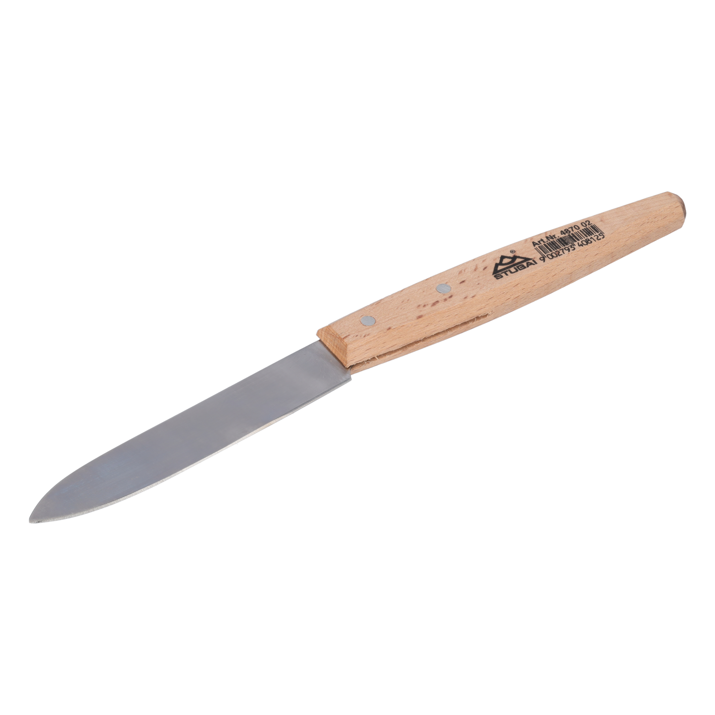 STUBAI 487002 Buchbinder-Papiermesser 115 mm mit hellem Griff | Gesamtlänge 240mm | leicht geschwungenen Holzgriff