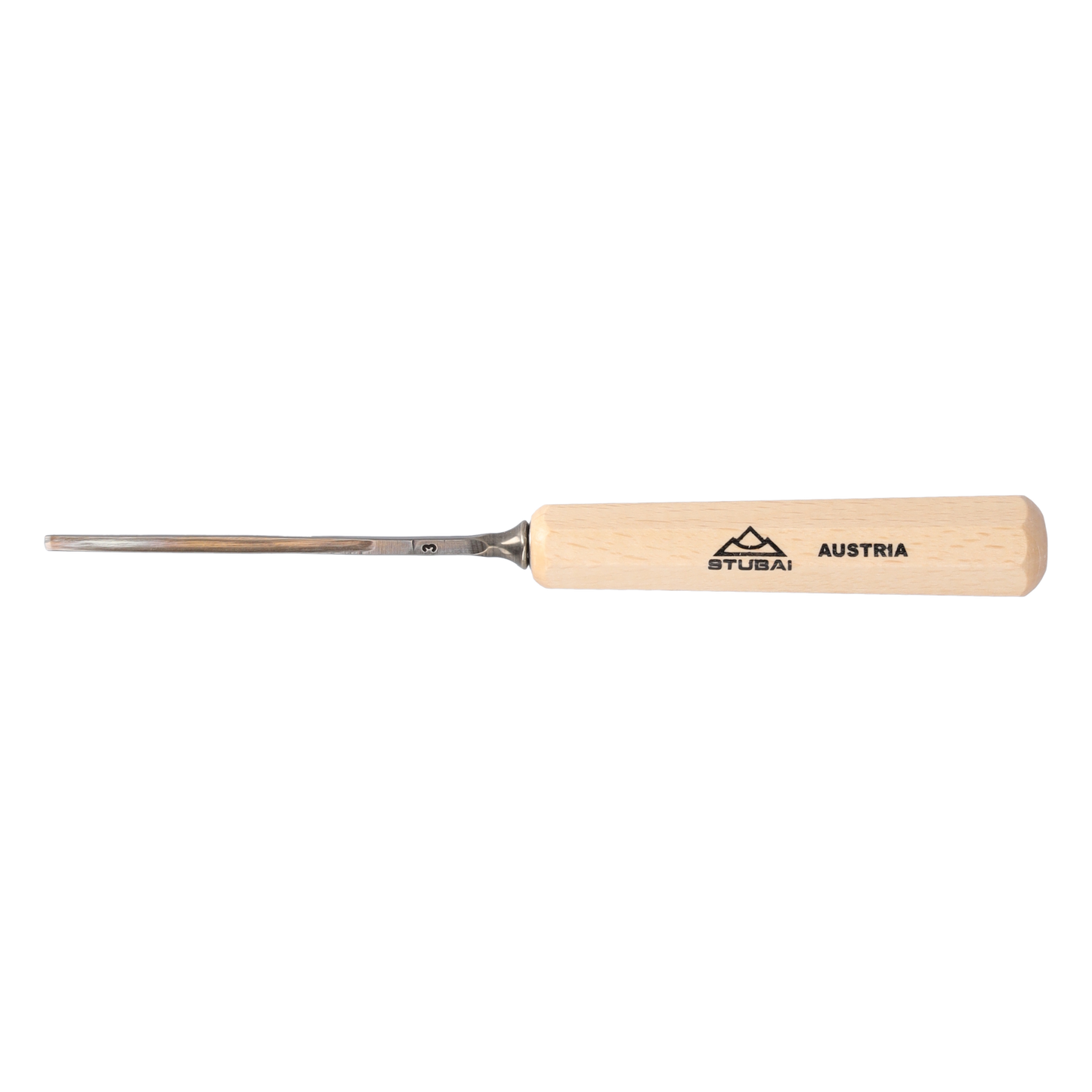 STUBAI Stemmeisen Stechbeitel Serie 52 - Form 3 | Gerades Flacheisen - 3 mm, mit Holzgriff, zum Vorstechen, für Anschlagarbeiten, Schrupparbeiten, Rosetten, zur Bearbeitung von Holz