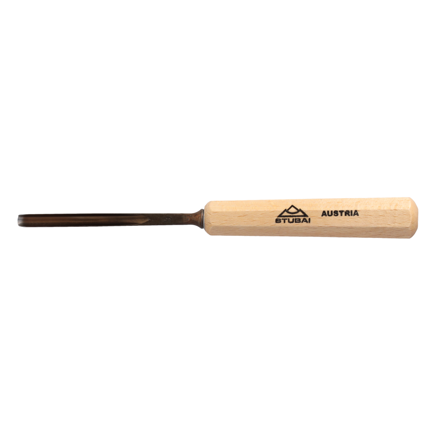 STUBAI Stemmeisen Stechbeitel Serie 52 - Form 9 | Gerades Hohleisen 5 mm, mit Holzgriff, für Figurenarbeiten, Darstellung von welligem Haar und Wasser, zur präzisen Bearbeitung von Holz