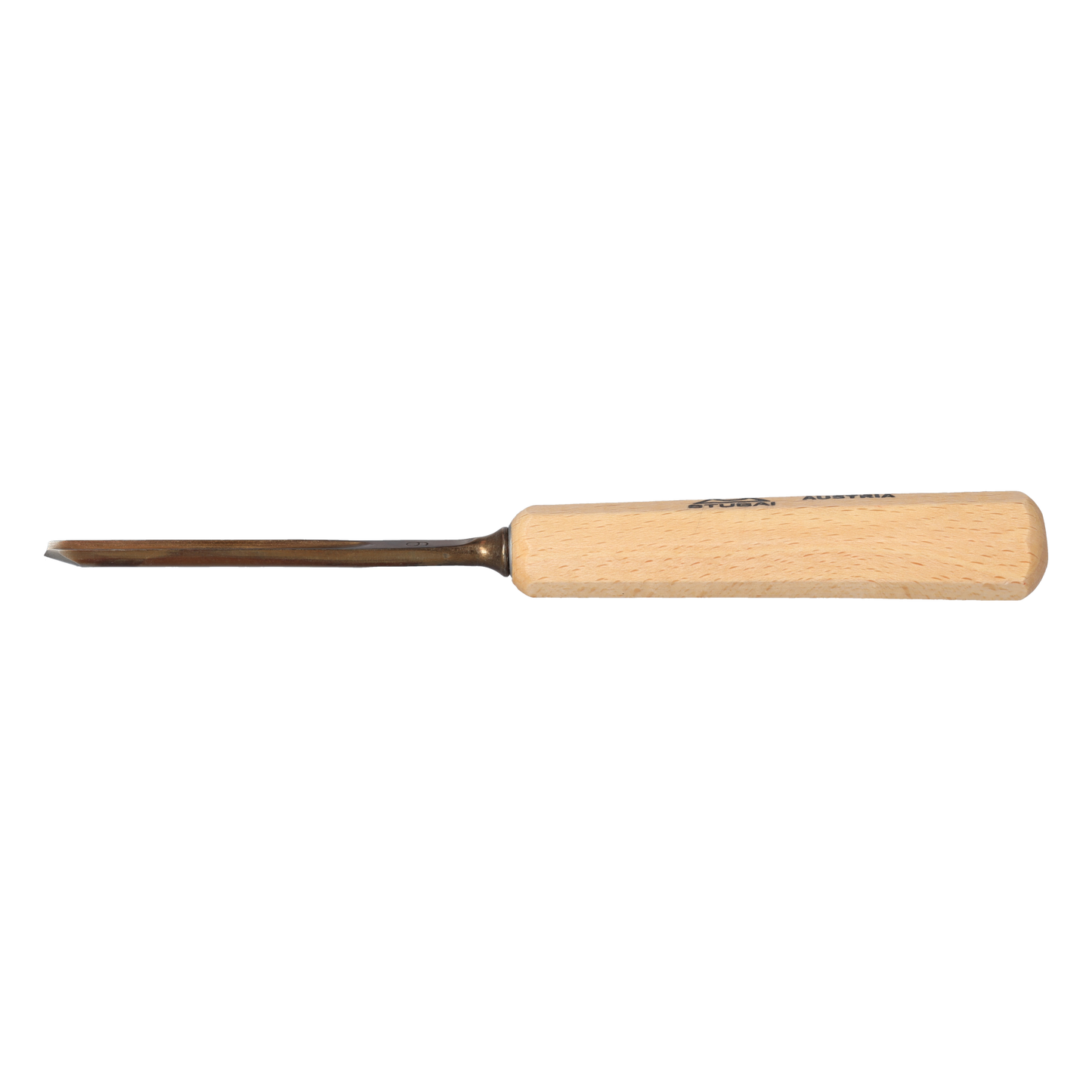 STUBAI Stemmeisen Stechbeitel Serie 52 - Form 9 | Gerades Hohleisen 5 mm, mit Holzgriff, für Figurenarbeiten, Darstellung von welligem Haar und Wasser, zur präzisen Bearbeitung von Holz