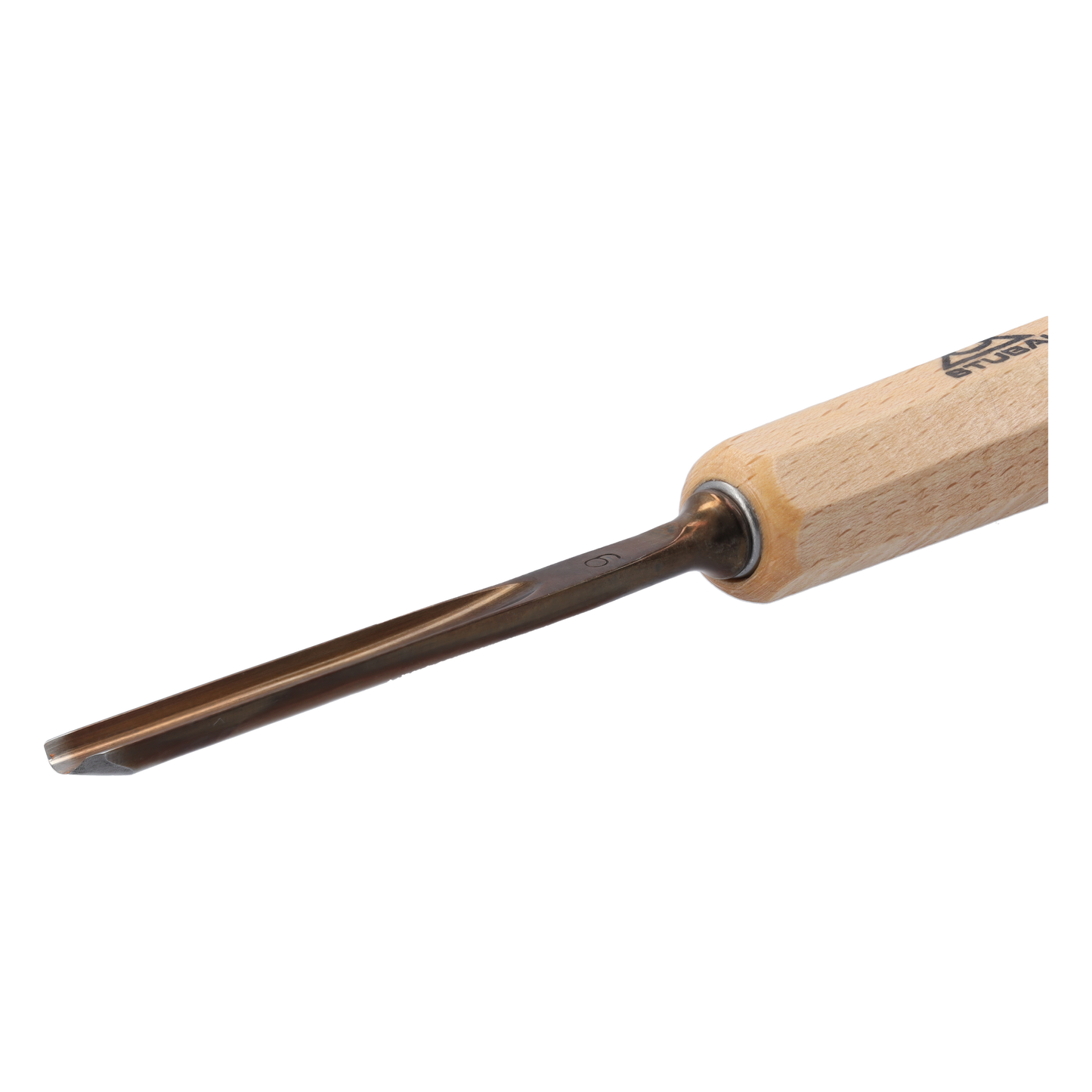 STUBAI Stemmeisen Stechbeitel Serie 52 - Form 9 | Gerades Hohleisen 5 mm, mit Holzgriff, für Figurenarbeiten, Darstellung von welligem Haar und Wasser, zur präzisen Bearbeitung von Holz