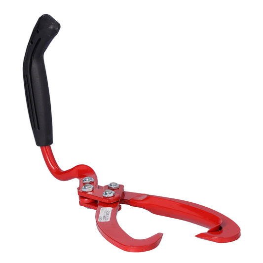 STUBAI Handpackzange 190 mm mit verdrehtem Griff 90° – für Stämme bis Ø180 mm – Qualitätsstahl, pulverbeschichtet, ergonomischer Kunststoffgriff, gezahnte Klingen, mit Öffnungshaken