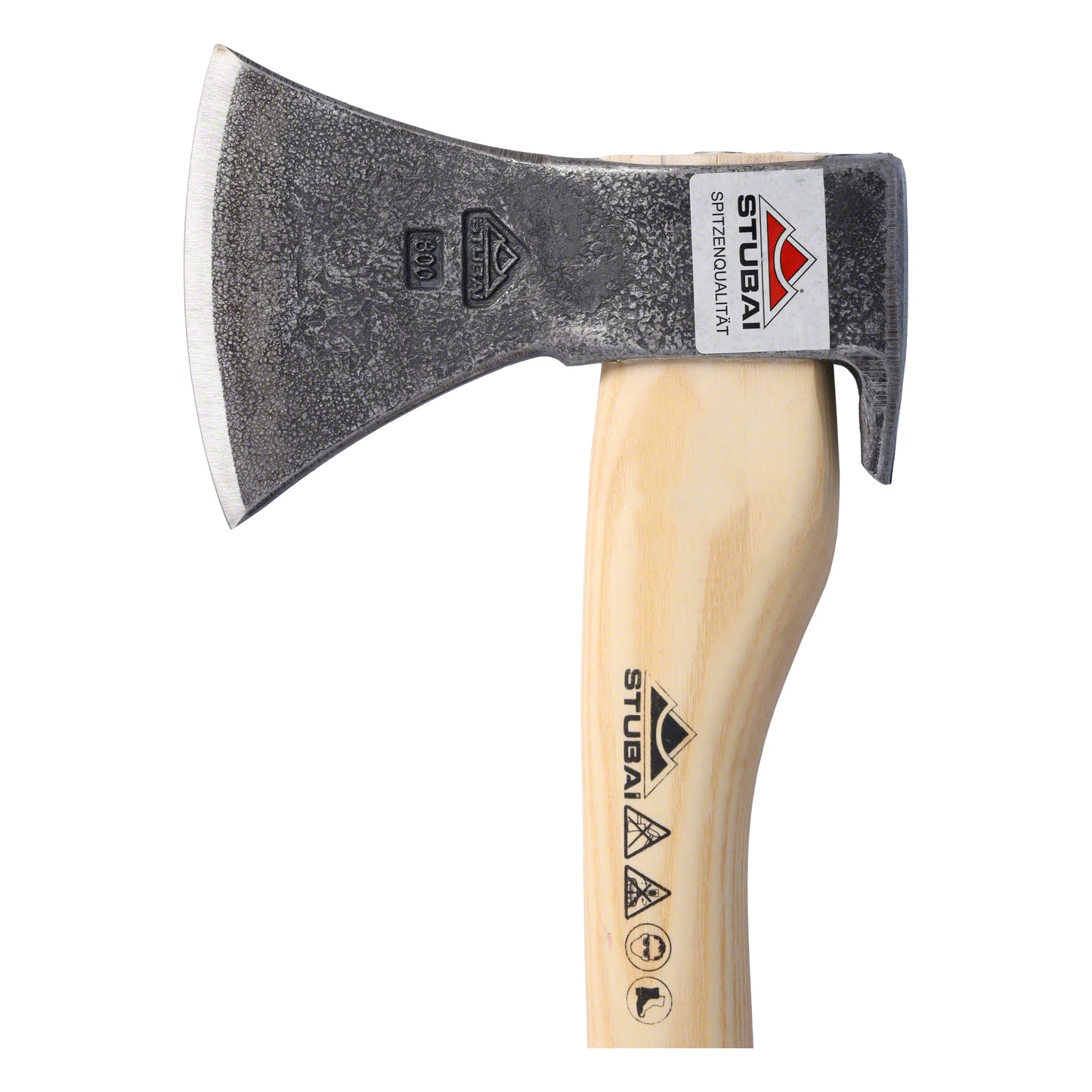STUBAI Handbeil Nature mit Stiel 380 mm | 800 g | Kleine Axt mit Griff aus Eschenholz | Beil für Wald, Bushcraft | Forstaxt zum Holzspalten