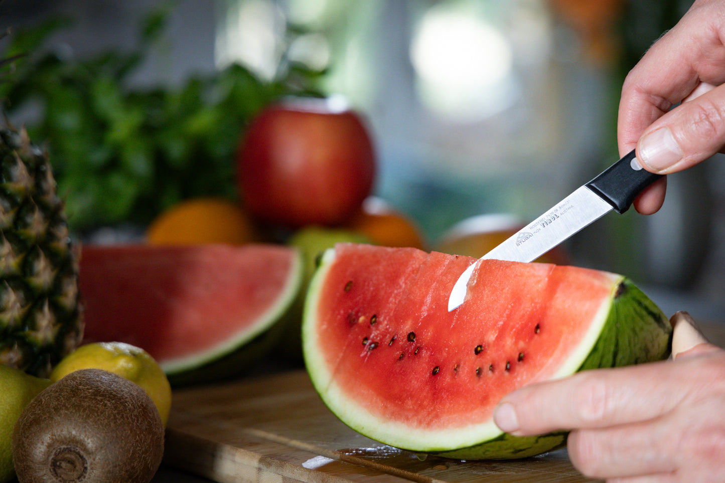 STUBAI hochwertiges Gemüsemesser gerade Schneide | 80 mm | Küchenmesser Tirol aus Edelstahl für müheloses Schneiden von Gemüse, Obst & Lebensmitteln, rostfrei, spülmaschinenfest